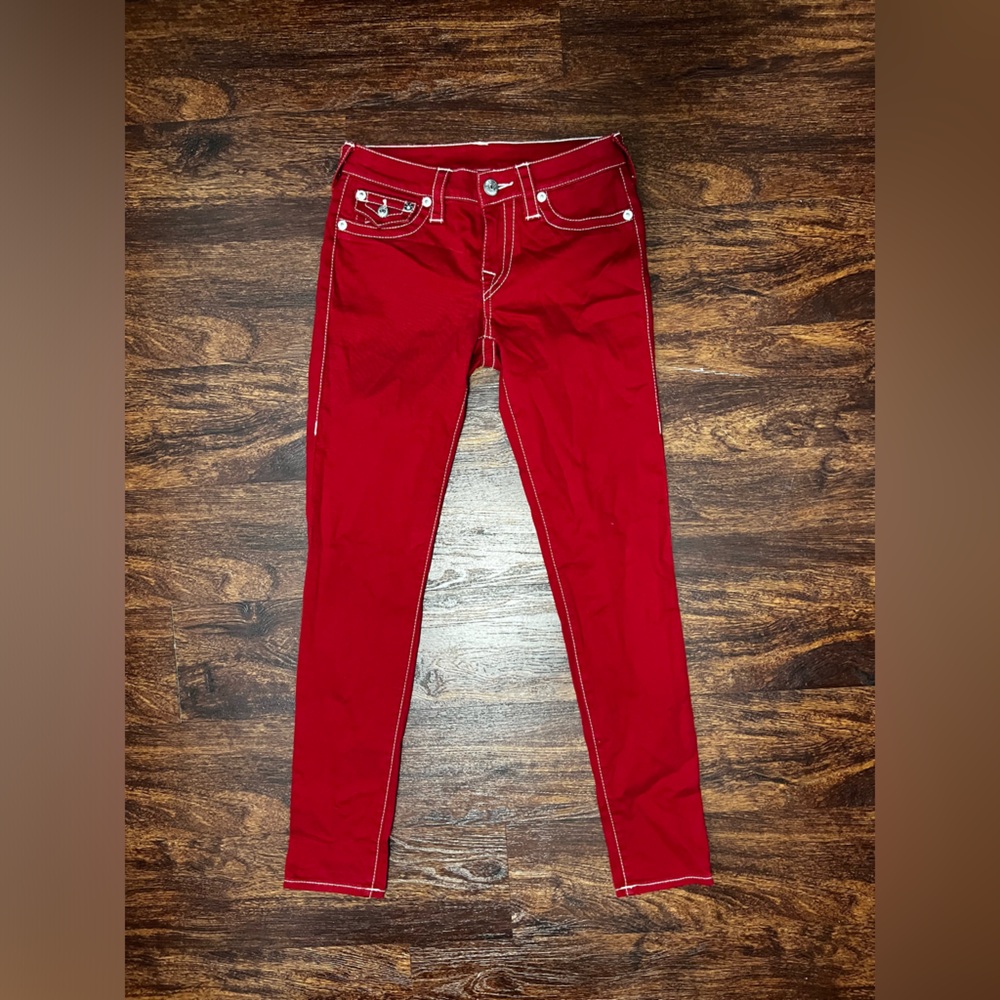 True Religion Red Jennie Skinny Jeans